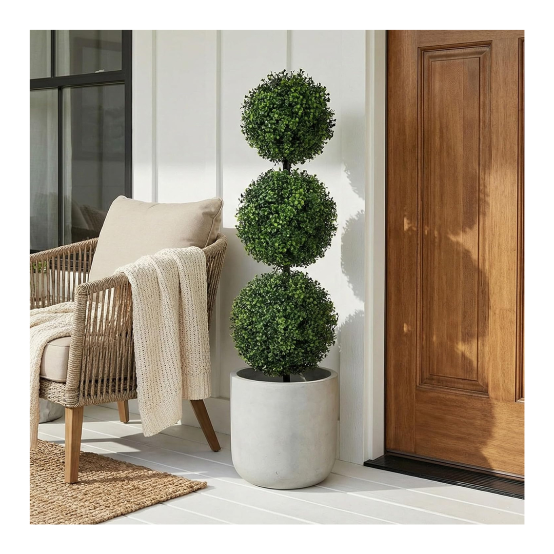 36in Artificial Triple Ball Boxwood Topiary Tree