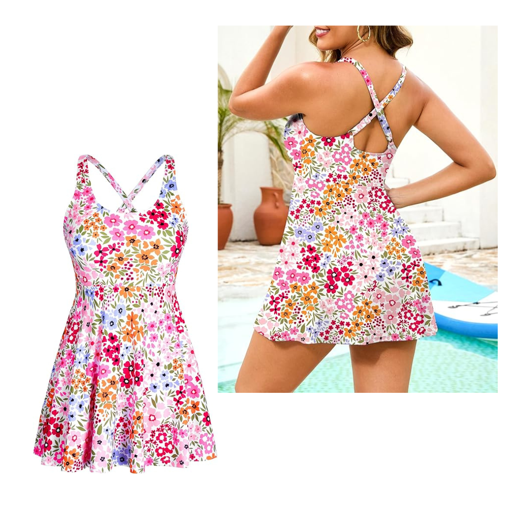 Floral Swim Dresses with Pockets