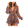 Romper Floral Print V Neck