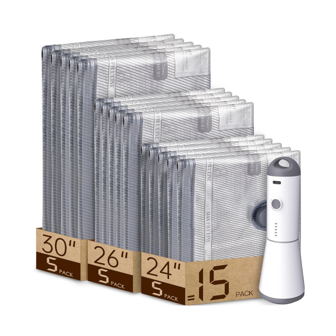 Vacuum Bags for Travel with Rechargeable Air Pump