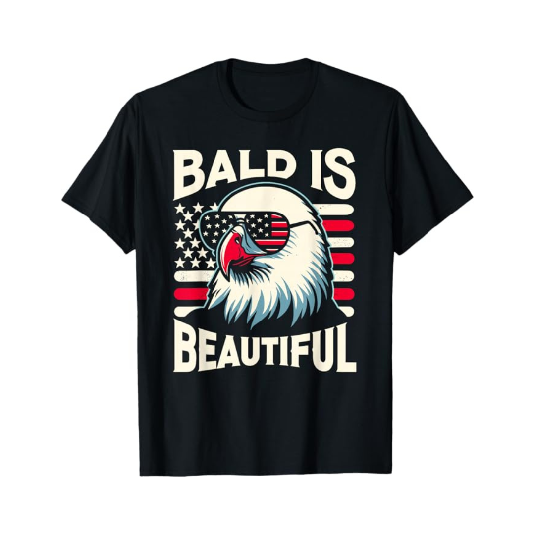 Bald is Beautiful 4th of July USA Patriotic Funny T-Shirt