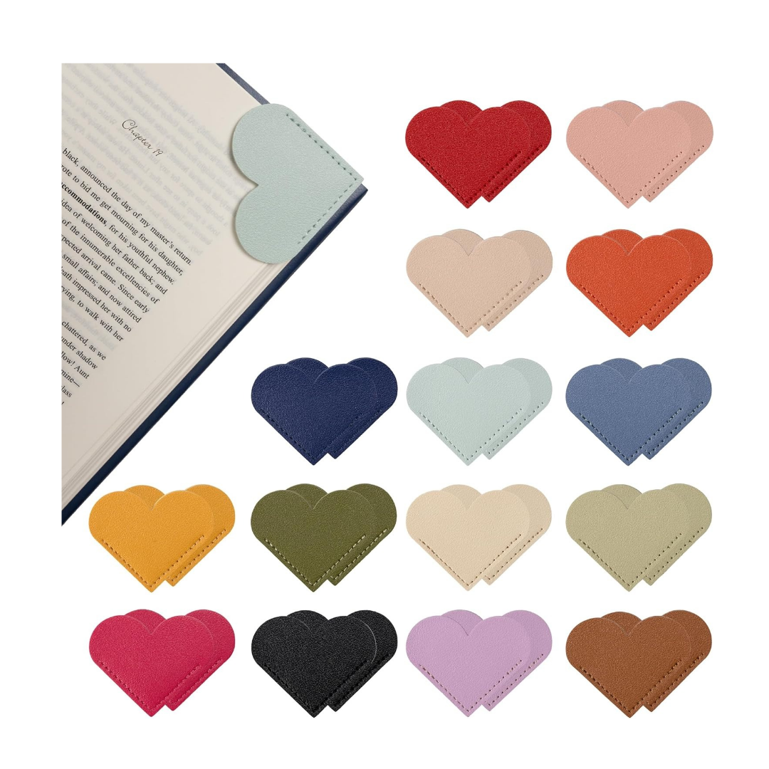 30 Packs Leather Heart Book Marks for Reading