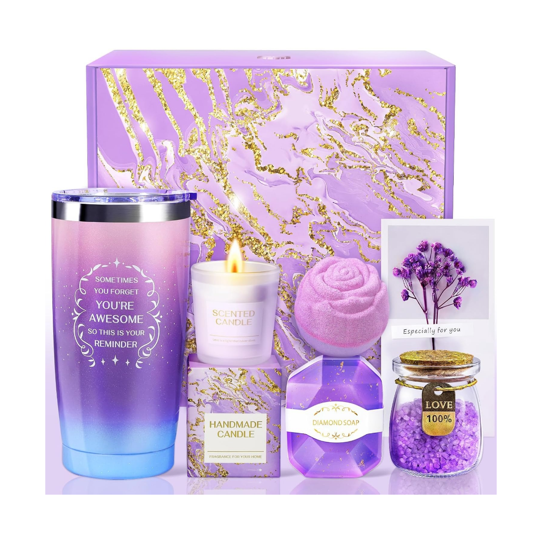 Purple Self Care Spa Relaxation Baskets Gift Set