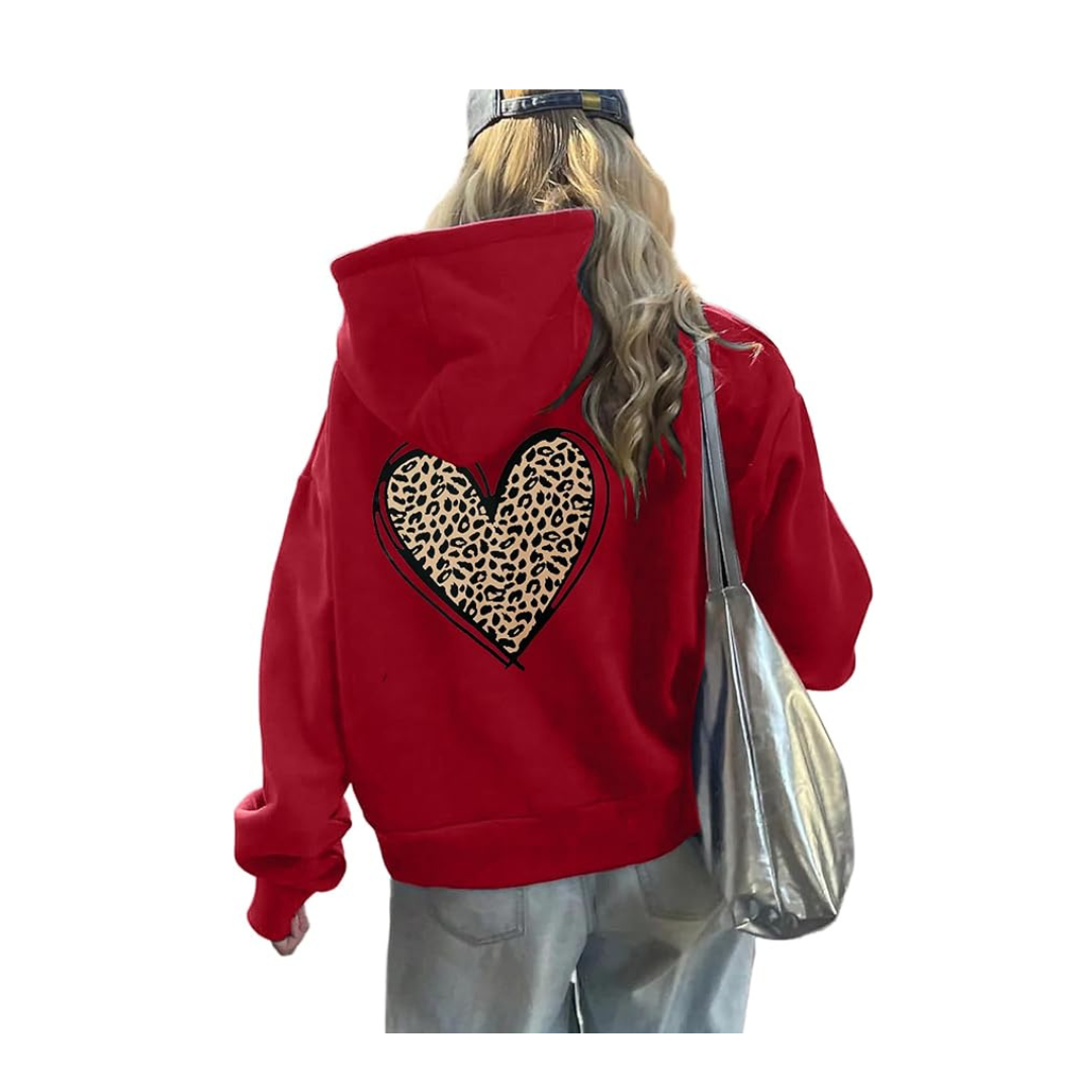Y2k Oversized Heart Print Valentines Hoodie