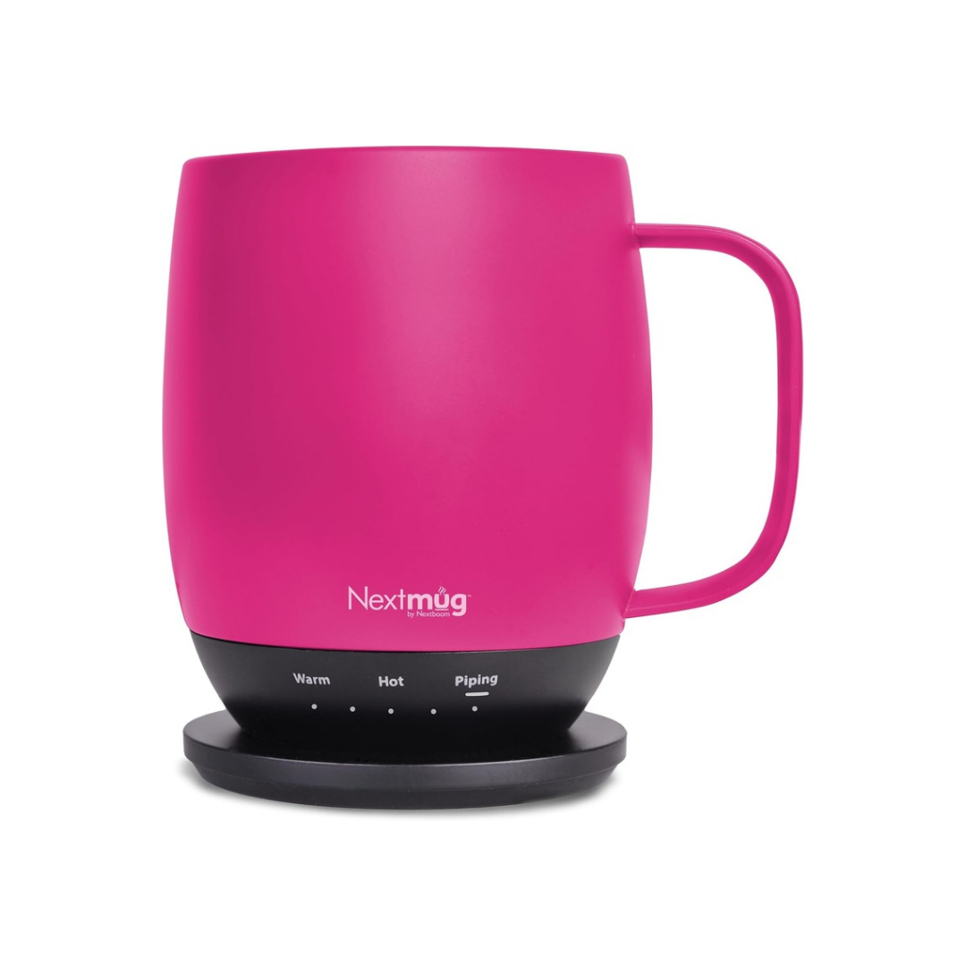 Nextmug - Temperature-Controlled, Self-Heating Coffee Mug (True Pink - 14 oz.)