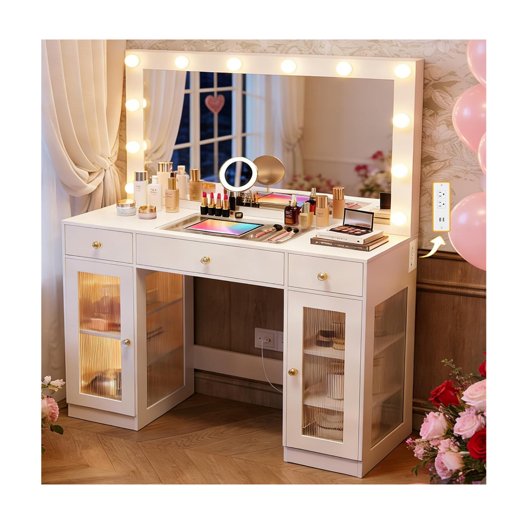 Makeup Vanity Desk with Mirror and Lights
