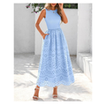 Casual Sleeveless Crewneck Maxi Dress with Pockets