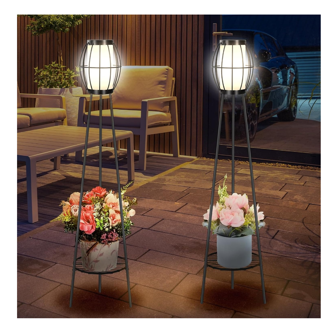 2 Pack Solar Lights Outdoor with Plant Stands