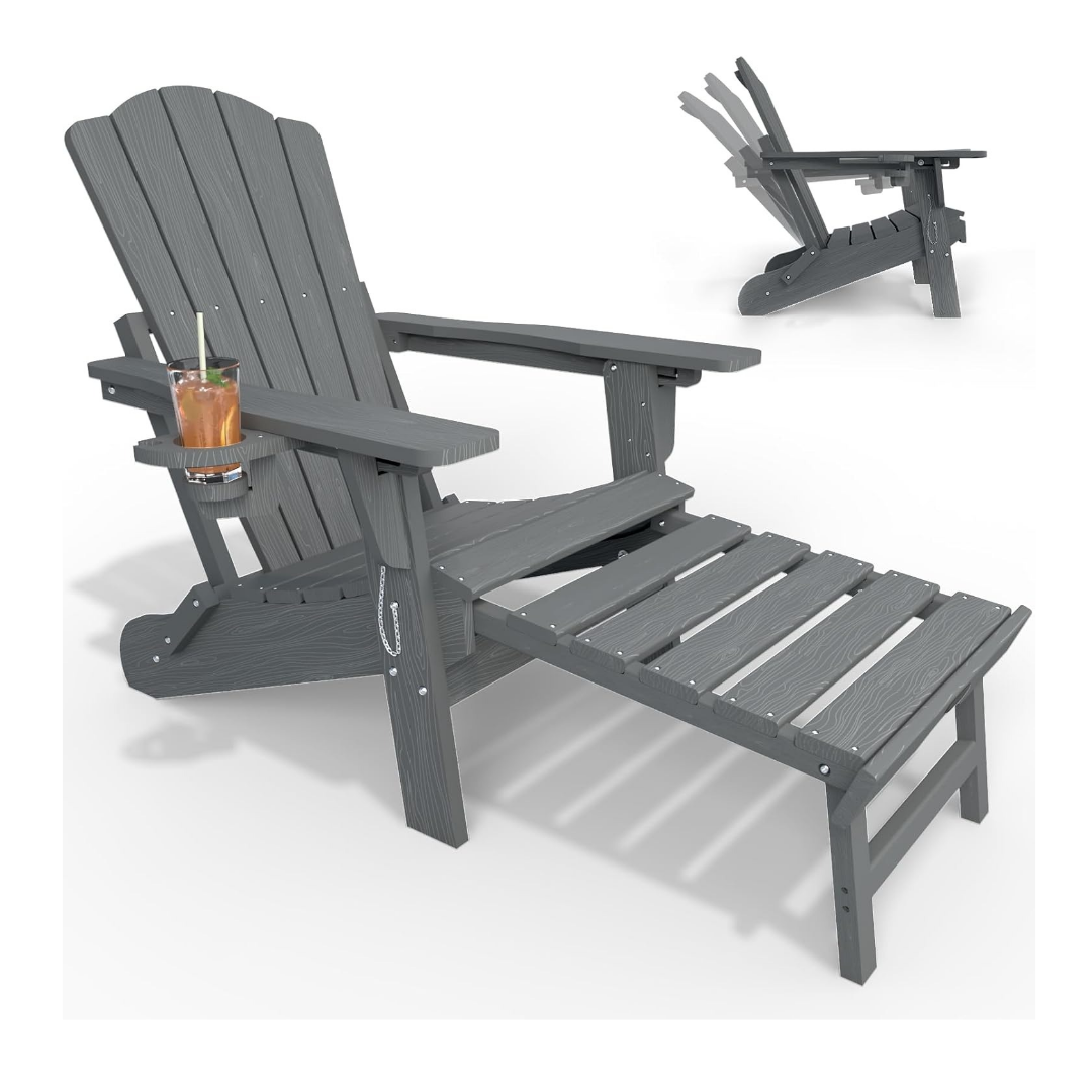 Adjustable Adirondack Chairs with Retractable Ottoman