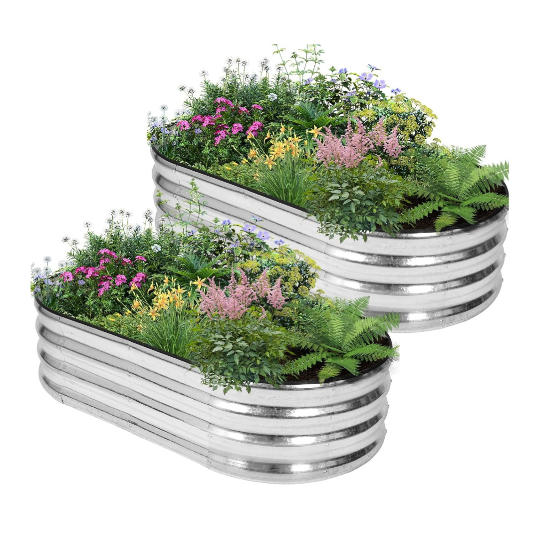 Galvanized Raised Garden Bed - 4×2×1ft (2 Packs)