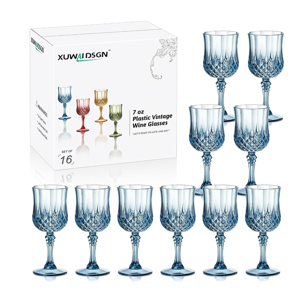 7oz Plastic Vintage Wine Glasses