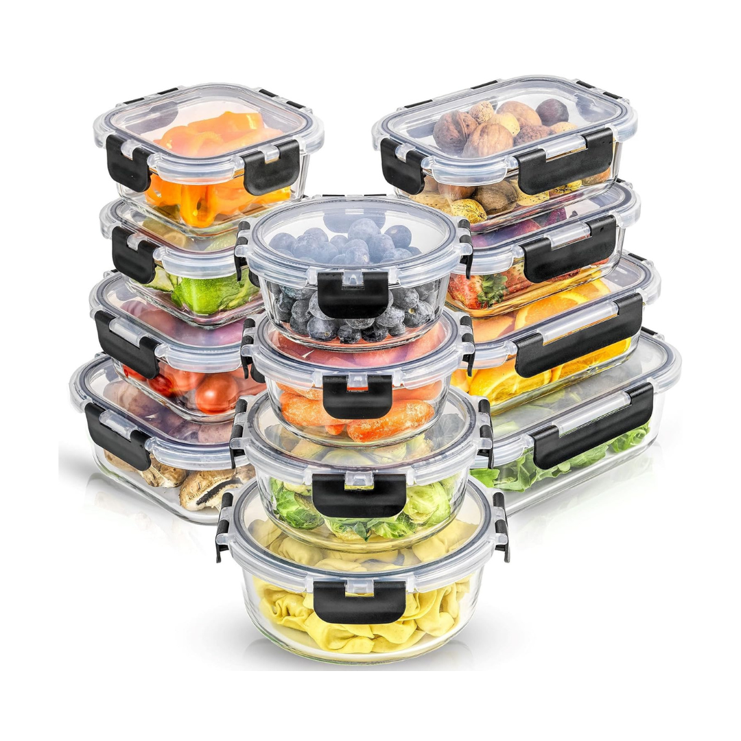 24pc Borosilicate Glass Storage Containers with Lids