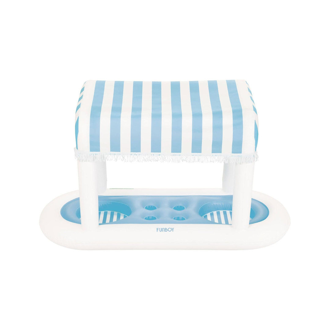 Giant Floating Light Blue Cabana Stripe Drink Station