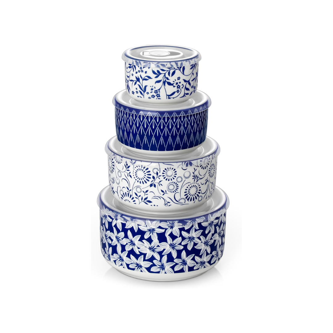 vancasso Ceramic Nesting Bowls with Lids Set of 4