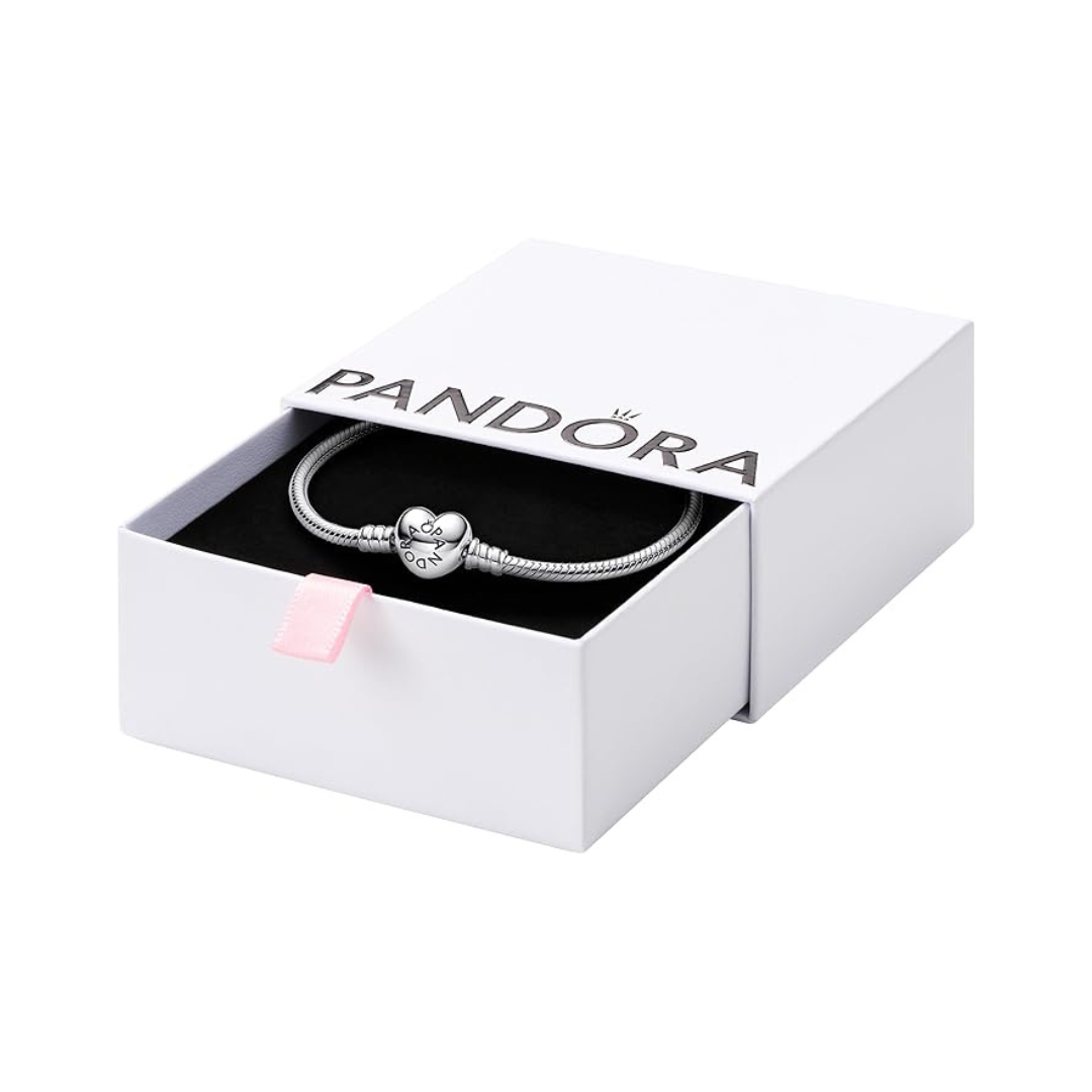 PANDORA Moments Heart Clasp Snake Chain Bracelet
