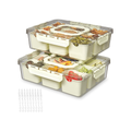 Divided Serving Tray with Lid and Handles 2 pack