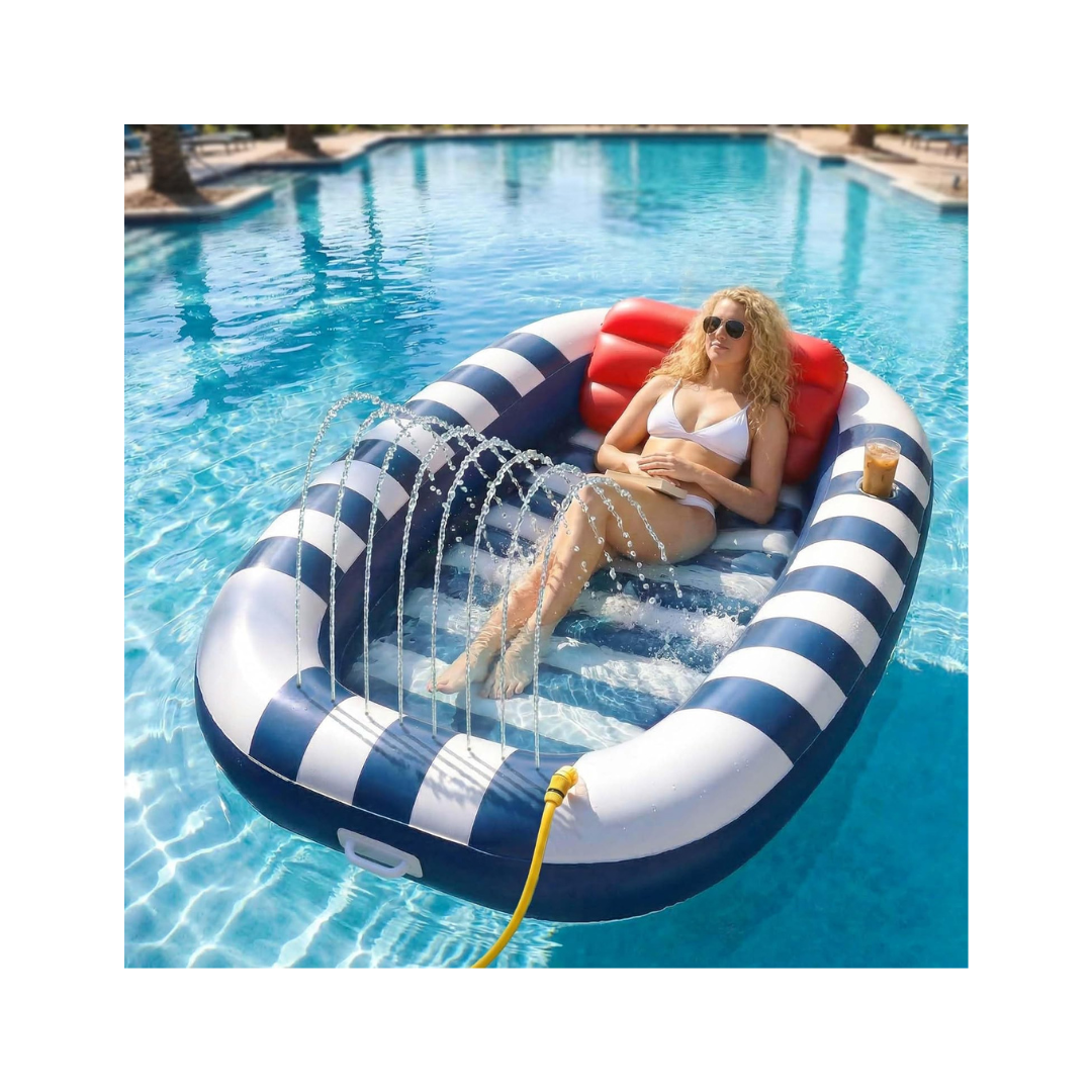Inflatable Tanning Pool Floats W/Water Sprinkle
