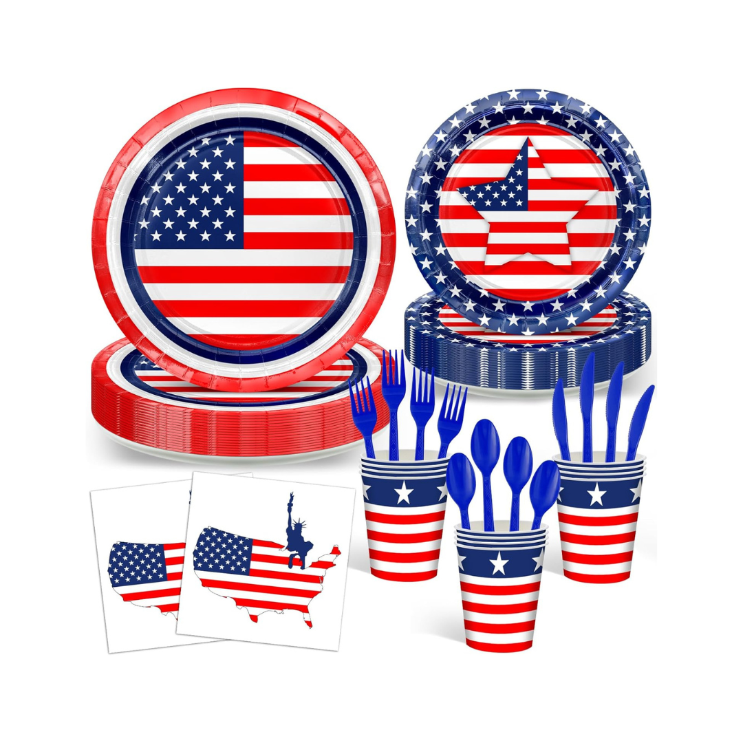 168 PCS 4th of July Party Supplies