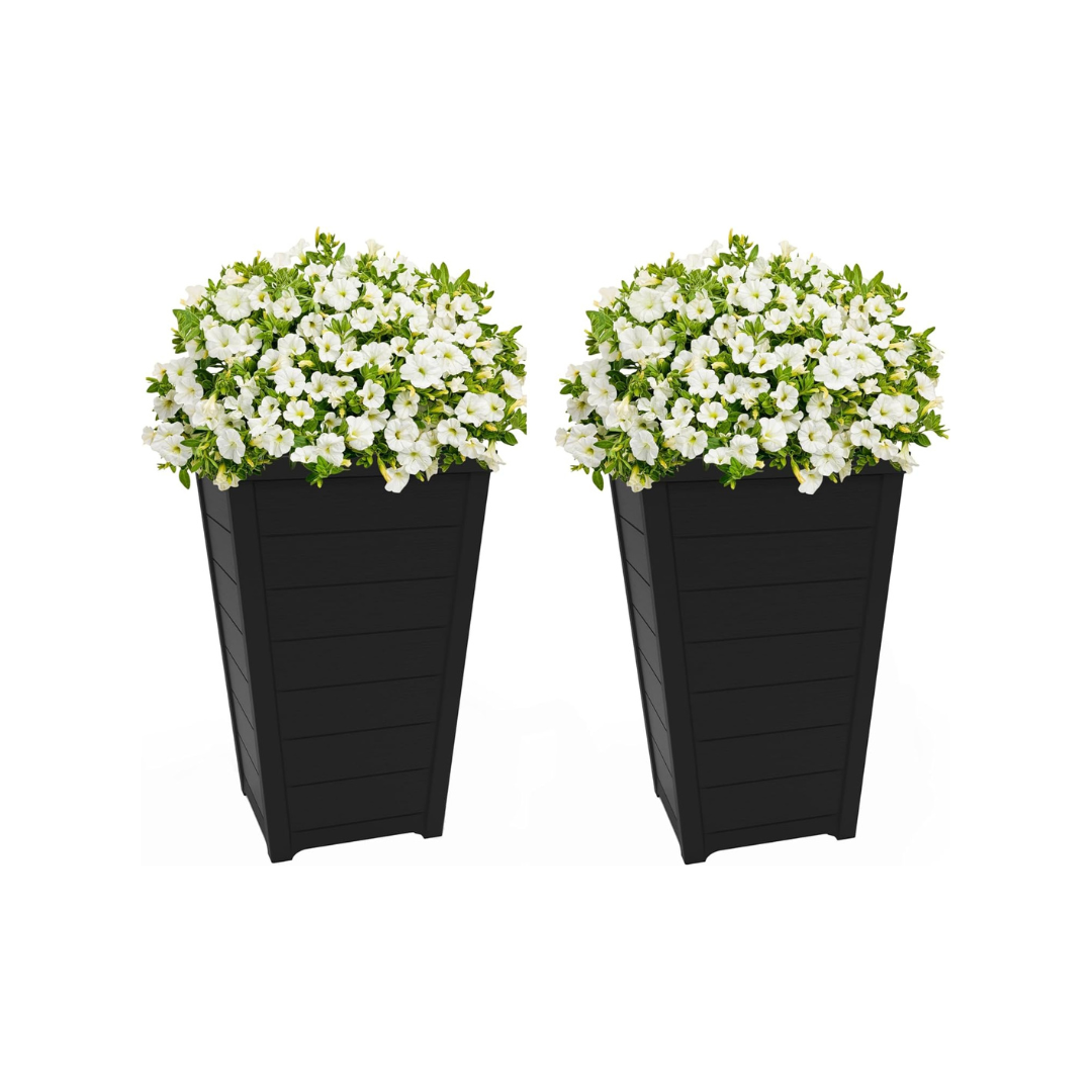 Set of 2 Resin 22 Inch Tall Large Flower Pots