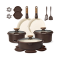CAROTE 20Pcs Titanium Cookware Set Brown