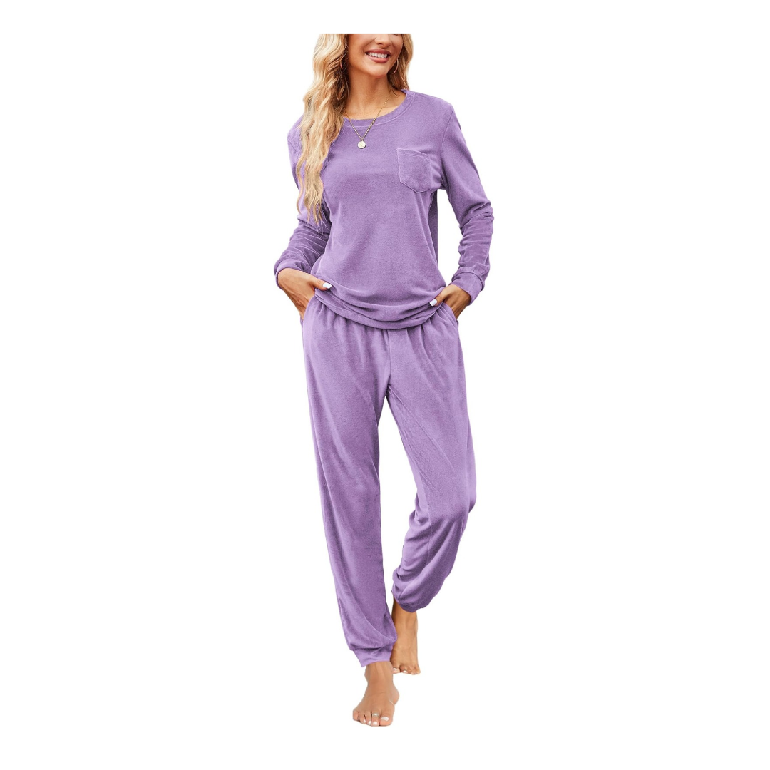 Velvet Pjs Lounge Sets with Pockets
