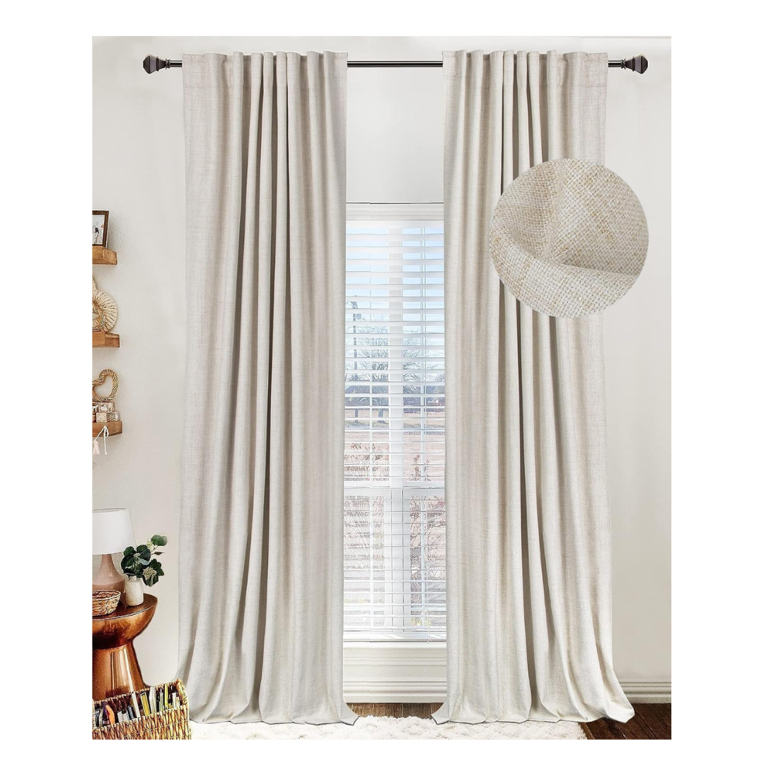 100% Blackout Shield Linen Blackout Curtains