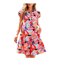 Puffy Sleeve Loose Floral Print Dress with Pockets