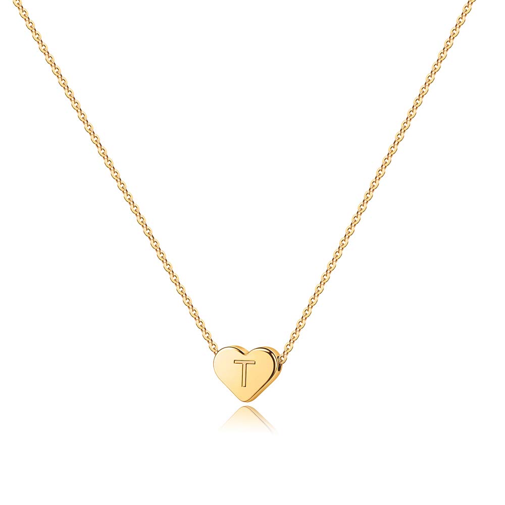 14K-Gold-Plated Heart Initial Necklaces
