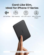 Anker Nano MagSafe Portable Charger, Ultra-Slim 5,000mAh Magnetic Wireless Charging Battery, Qi2 Certified 15W Max MagSafe-Compatible Power Bank, Ergonomic Design, for iPhone 17/16 Series, and More