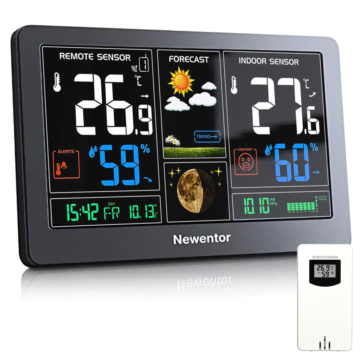 Newentor Weather Station Wireless Indoor Outdoor Thermometer