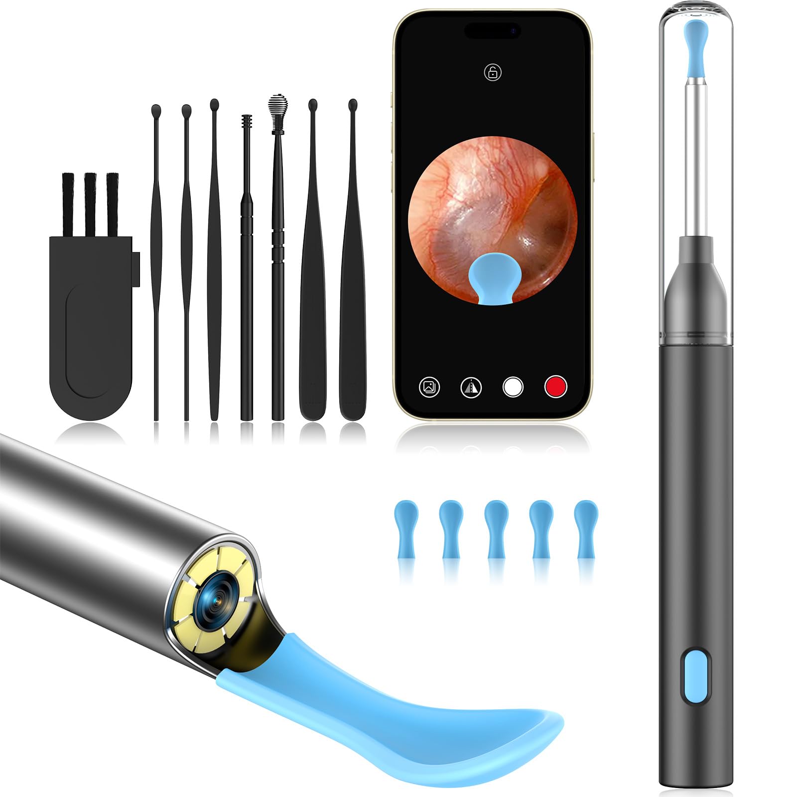 Ear Wax Removal Tool Camera with 8 Kits & 5 Ear Spoon