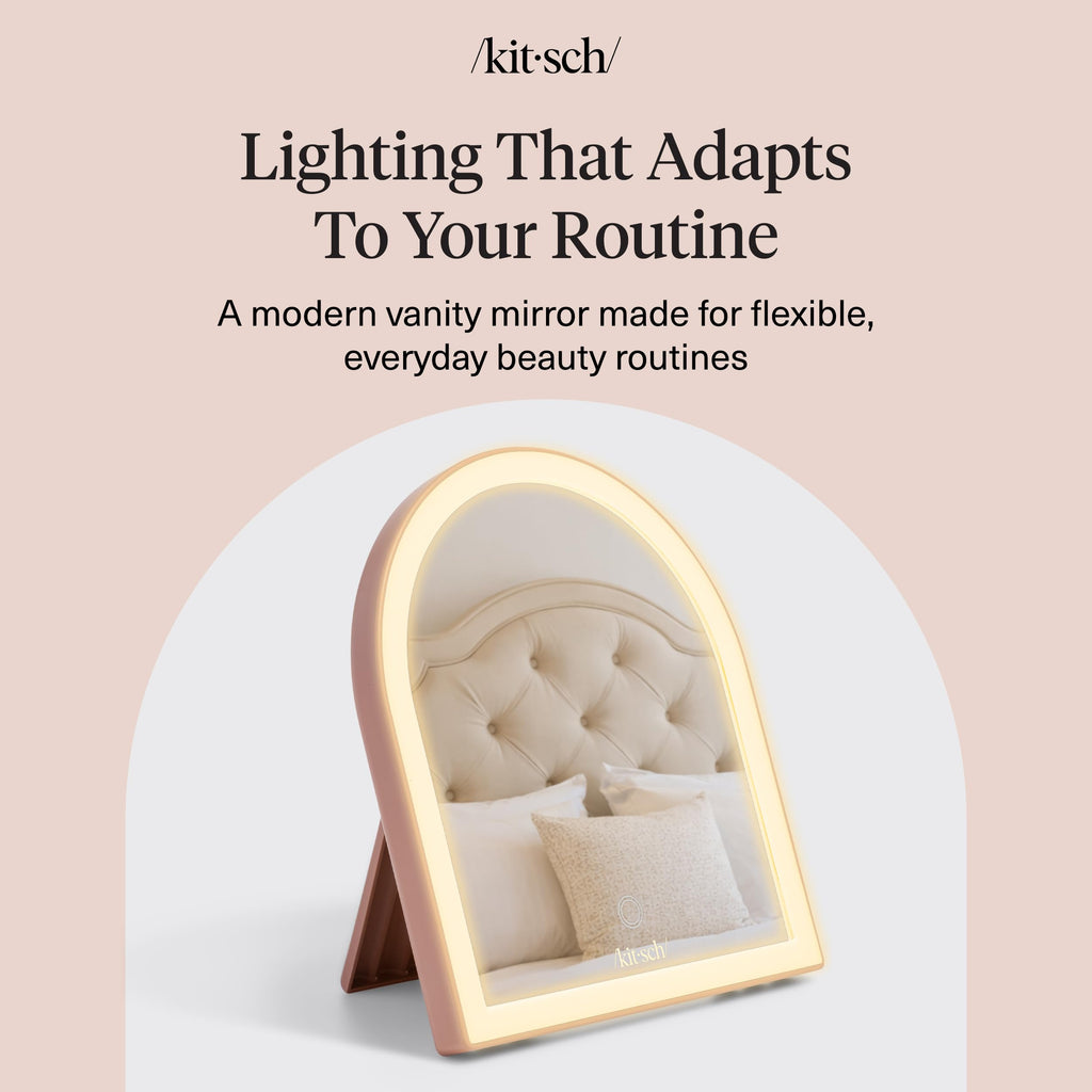 Kitsch Arch Desk Vanity Mirror with Lights - Terracotta