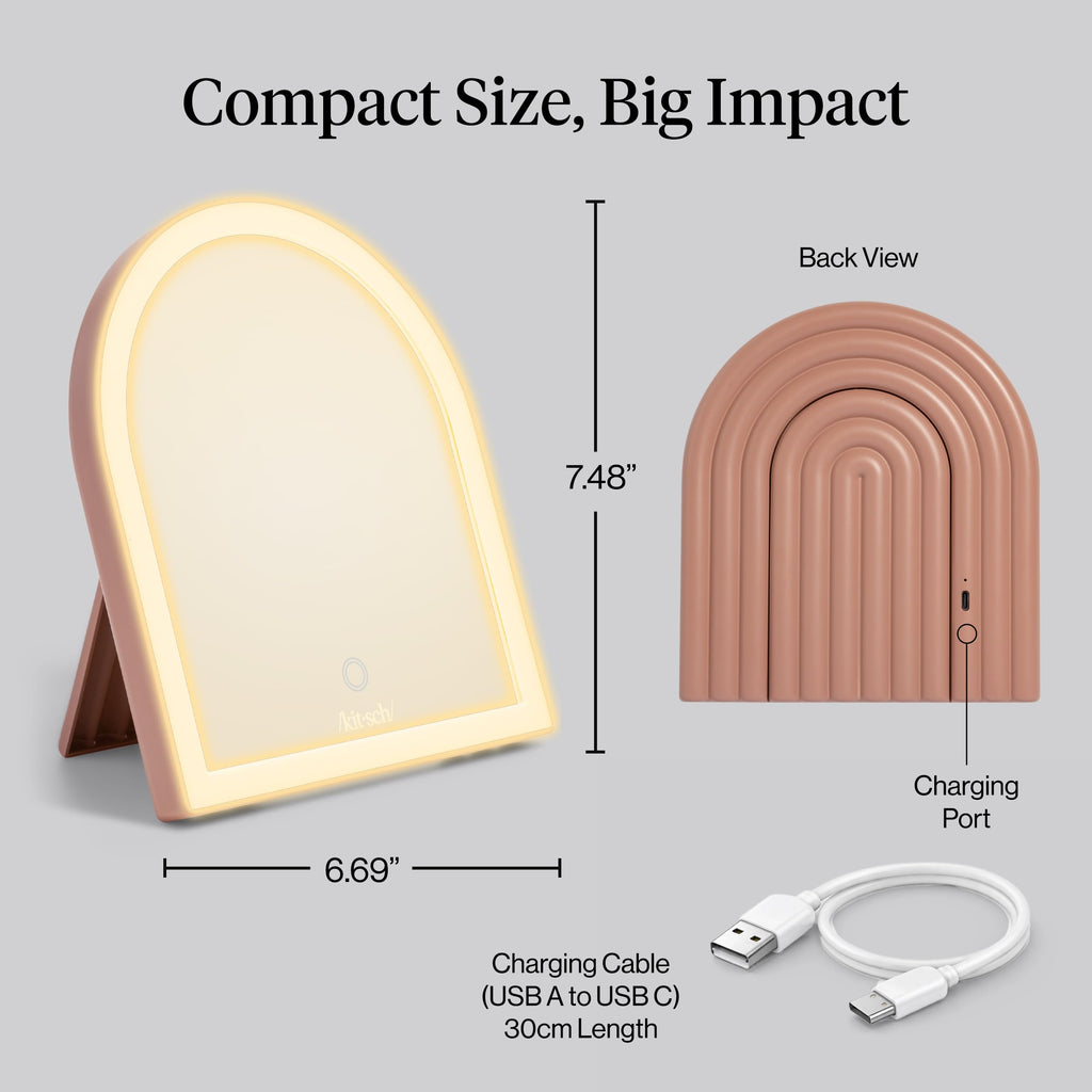 Kitsch Arch Desk Vanity Mirror with Lights - Terracotta