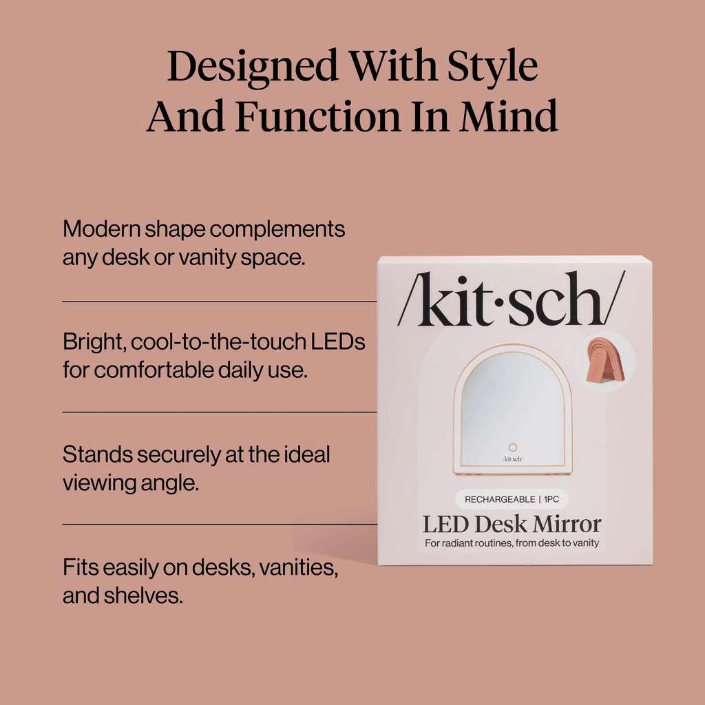 Kitsch Arch Desk Vanity Mirror with Lights - Terracotta
