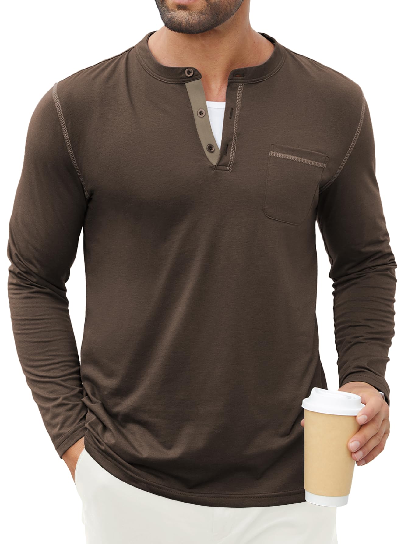Men's Long Sleeve Henley Shirts