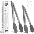 Stainless Steel & Silicone Food Tongs Set of 2