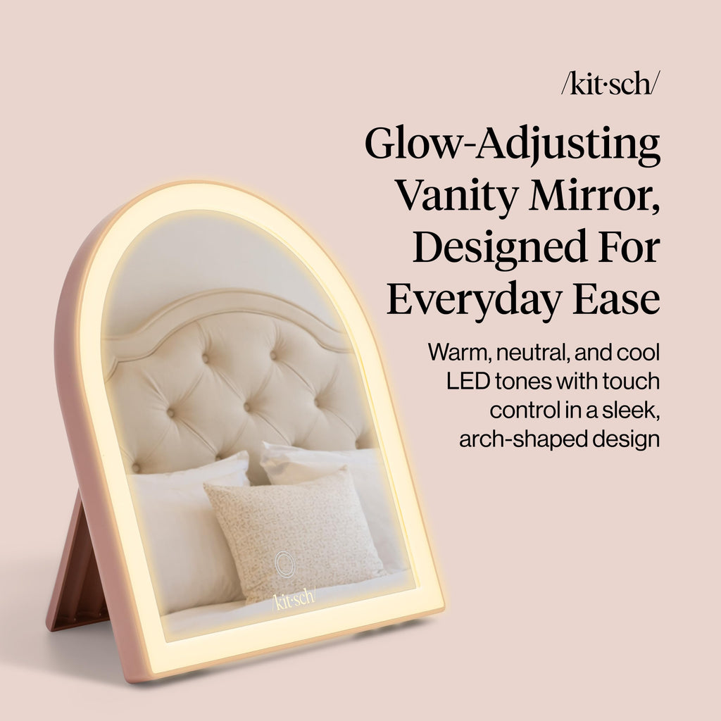 Kitsch Arch Desk Vanity Mirror with Lights - Terracotta