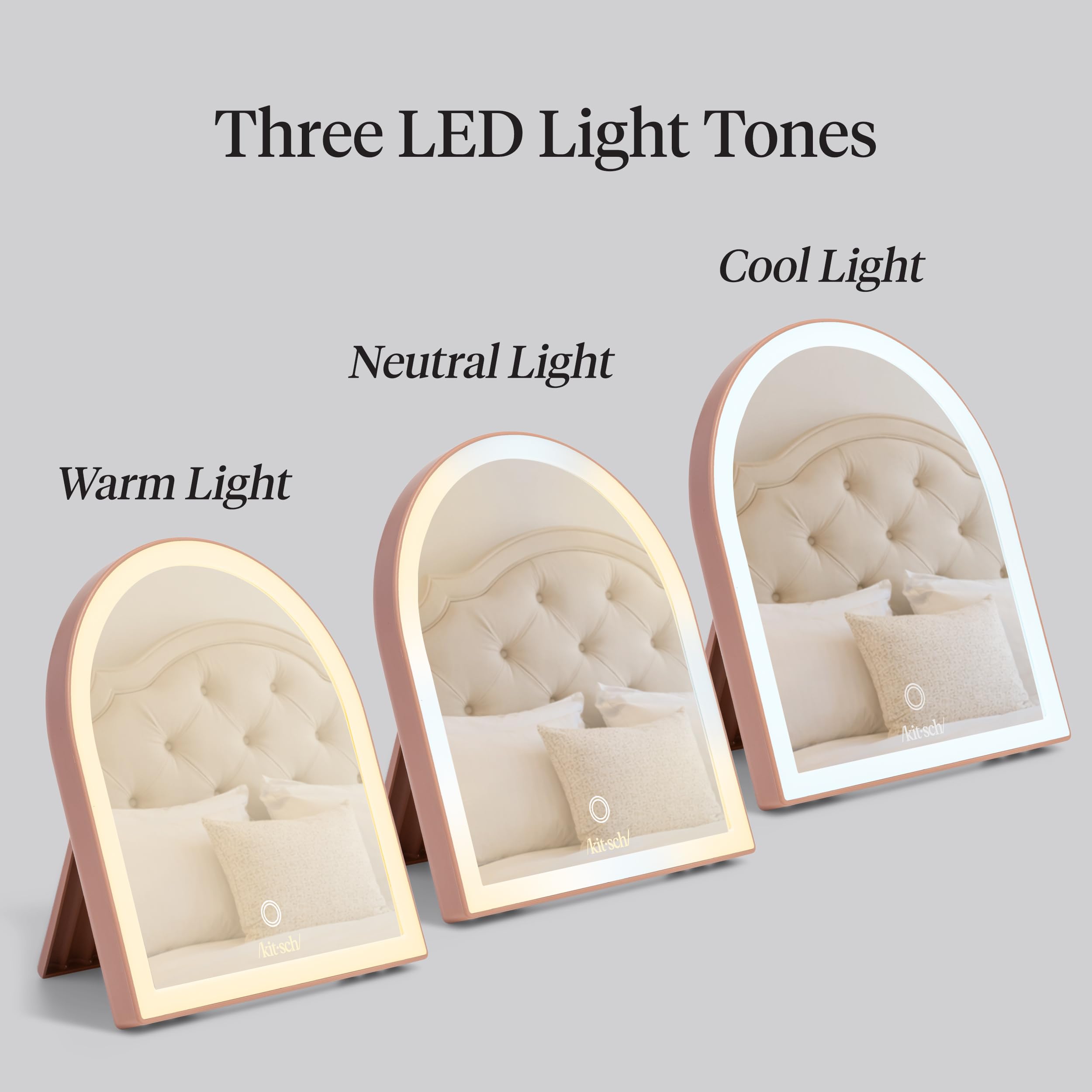 Kitsch Arch Desk Vanity Mirror with Lights - Terracotta