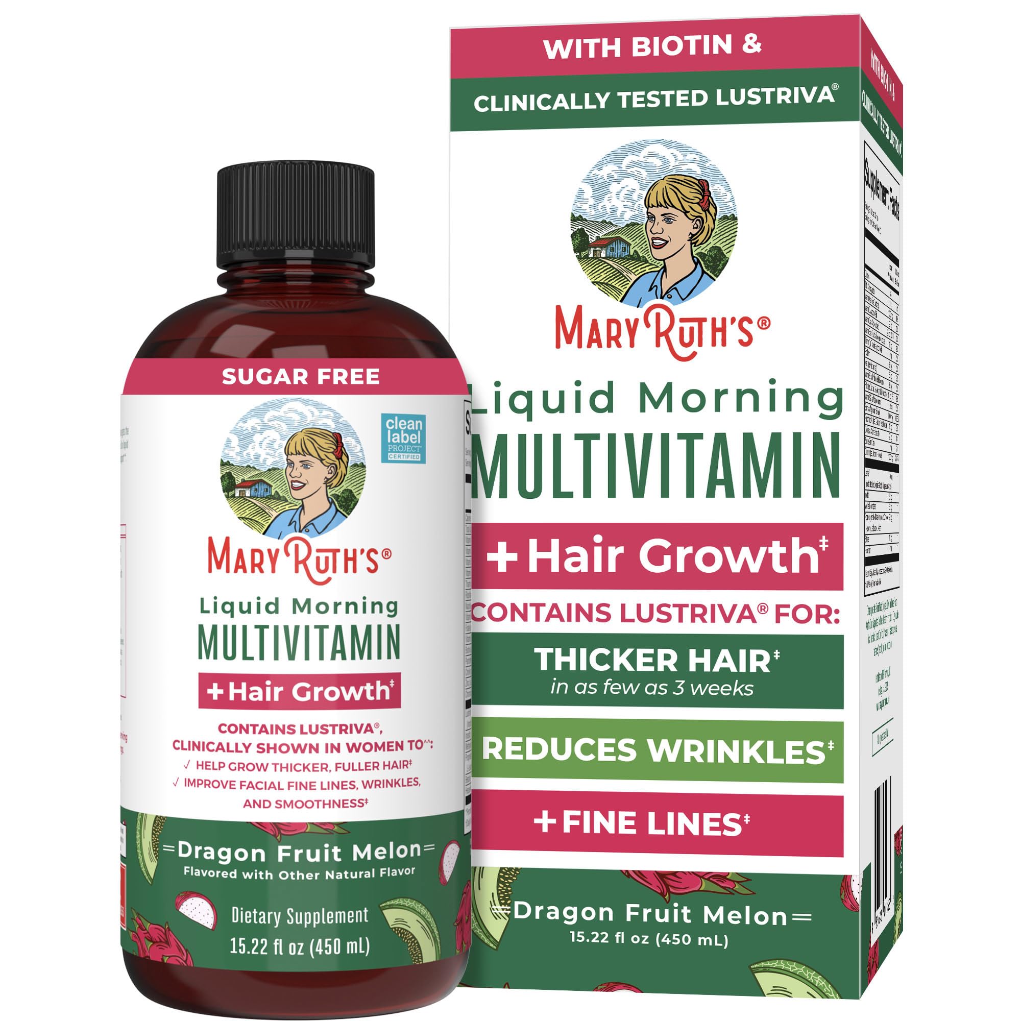 MaryRuth's Liquid Multivitamin + Hair Growth | Biotin 10000mcg | Lustriva Hair Growth Supplement