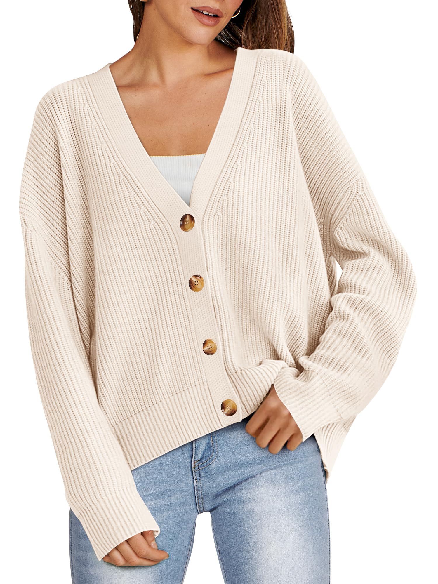 Fall Oversized Button Open Front Knit Lightweight Cardigans