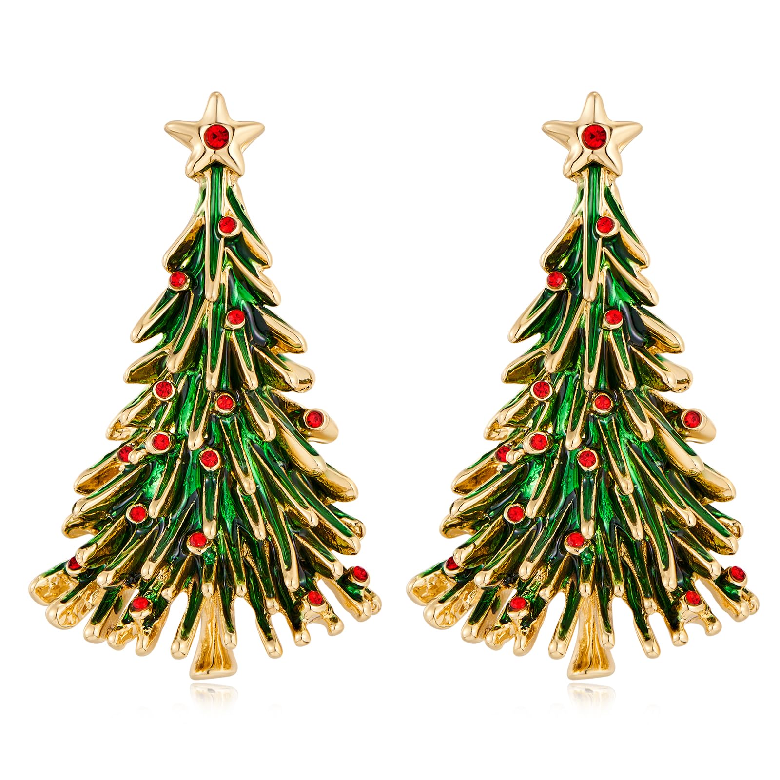 Gold Christmas Tree Dangle Earrings