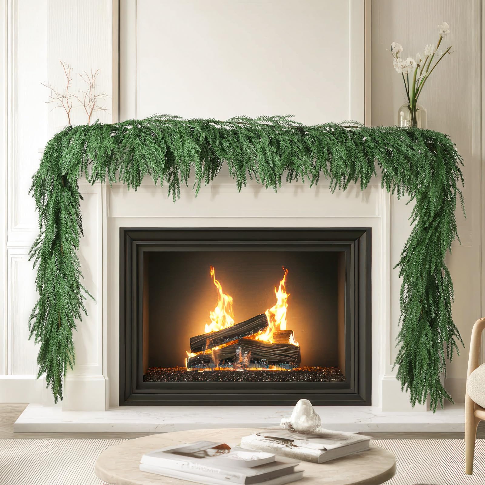 2 Pcs 6FT Norfolk Pine Garland (12FT Total)